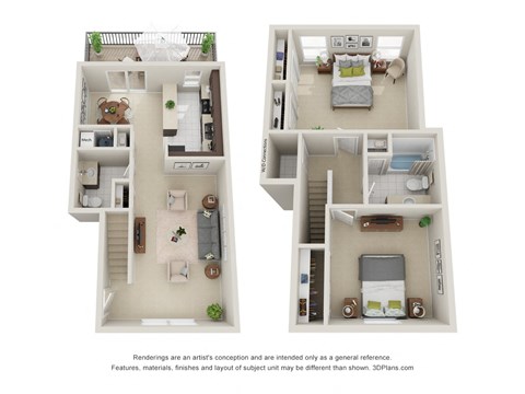 Floor plan for 2 beds, 1.5 baths, 1089 sqft